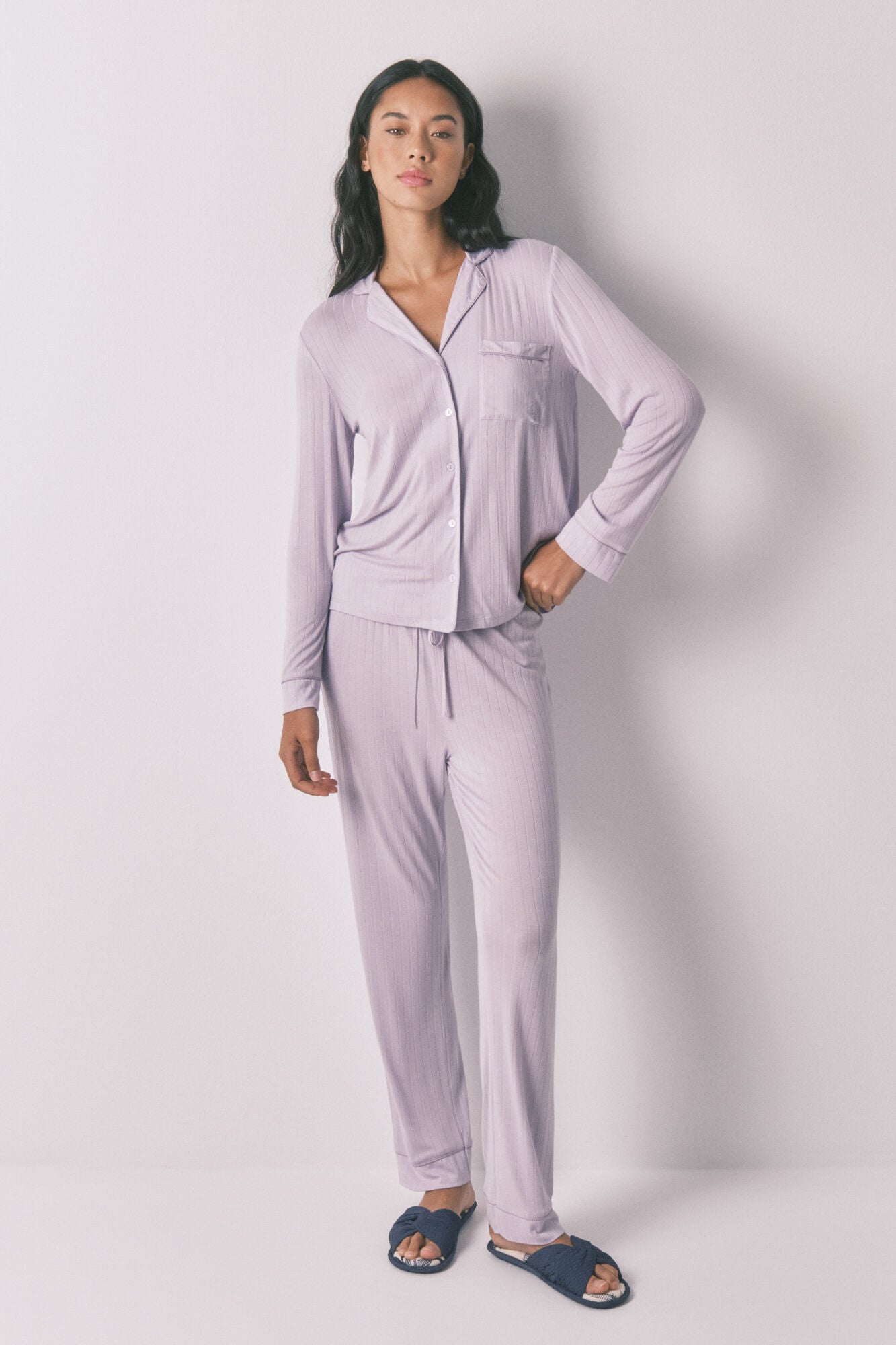 Women Secret_Pink_Long Lilac Viscose Shirt Pajamas_3592438_71_06