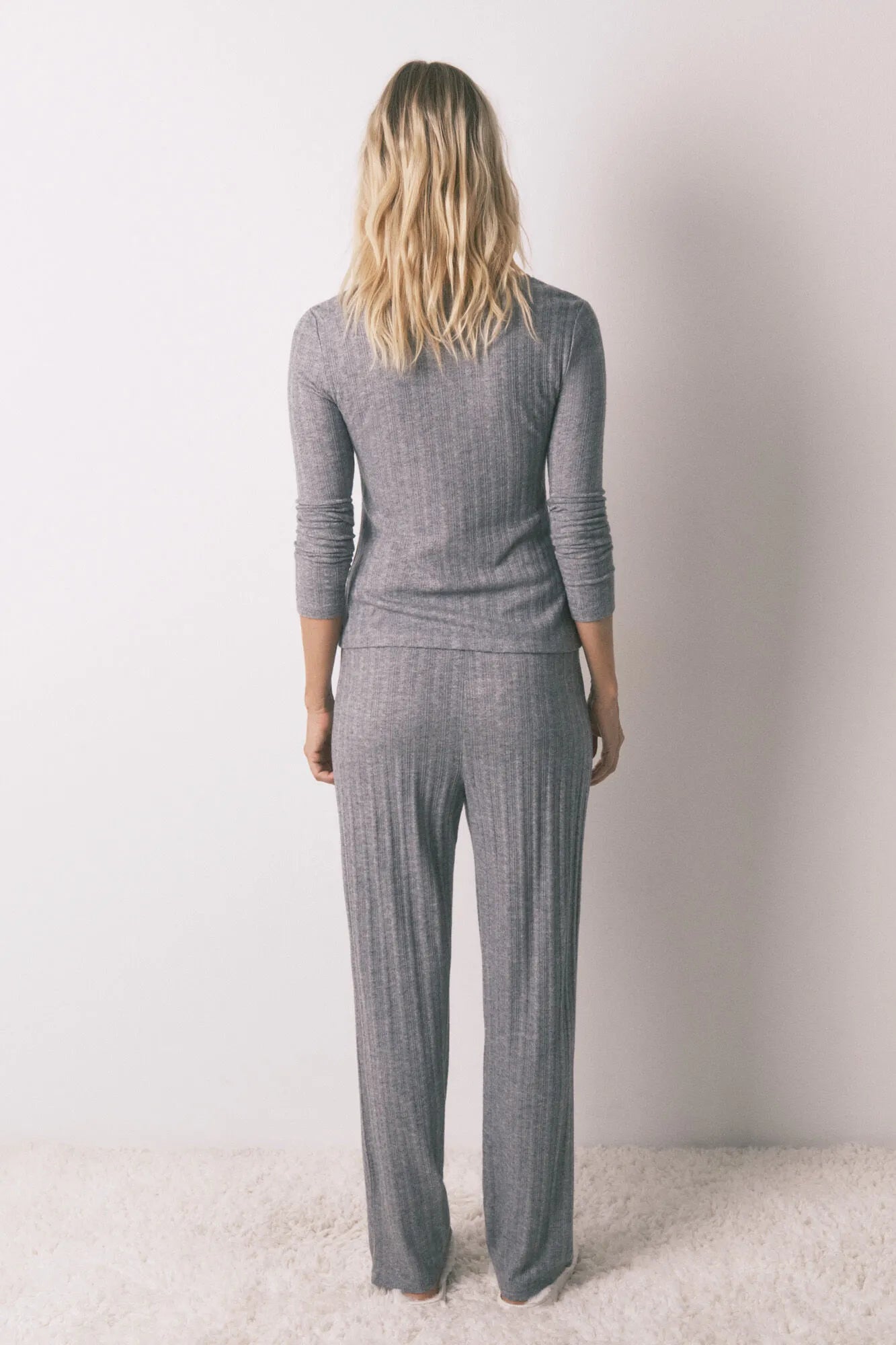 Women Secret_Dark Grey_Long Pyjamas Grey Tricot Jersey-Knit Pajamas_3592445_43_04