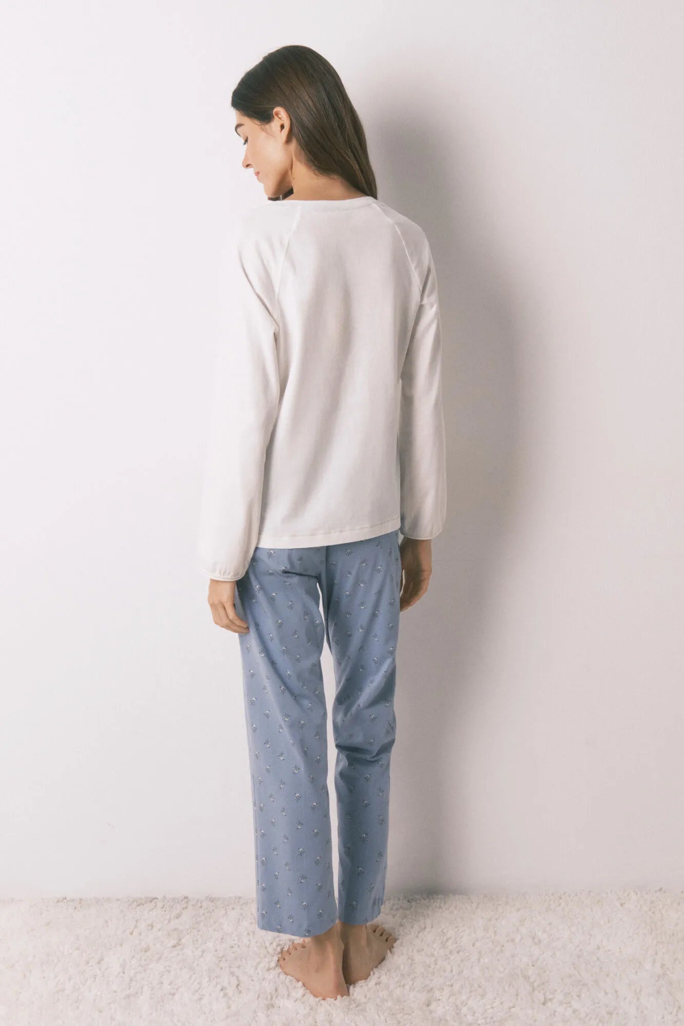 Women Secret_Ivory_Long Pyjamas with Floral Trouser_3592465_96_05