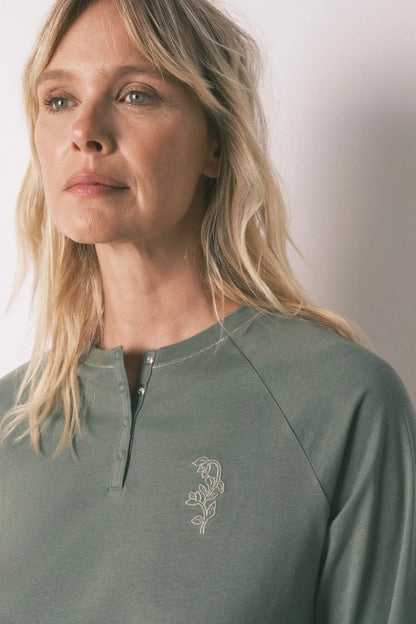 Women Secret_Medium Khaki_Long Pyjamas with Floral Trouser_3592466_92_03