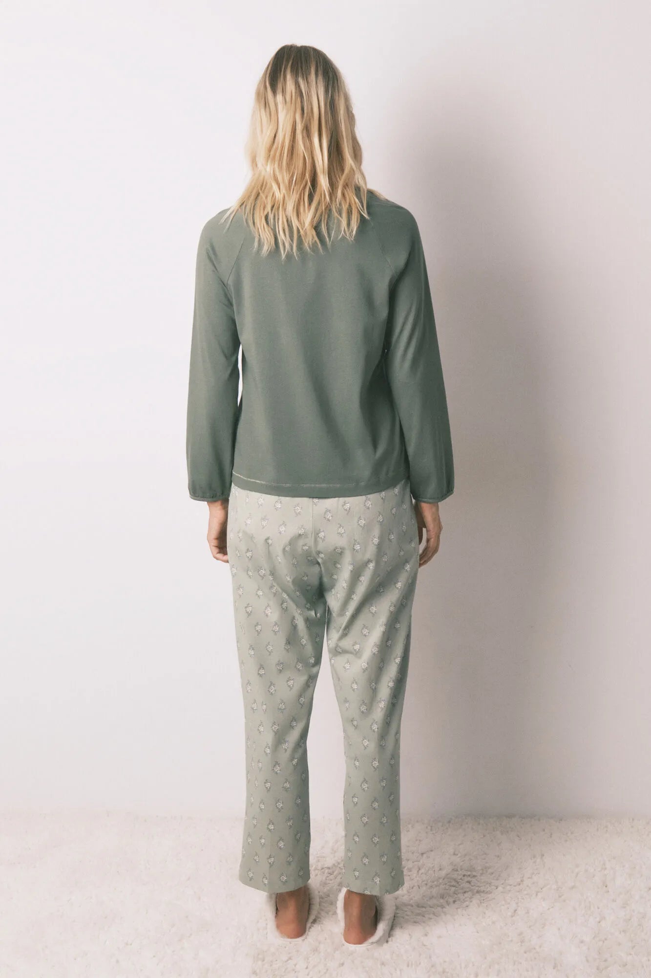 Women Secret_Medium Khaki_Long Pyjamas with Floral Trouser_3592466_92_05