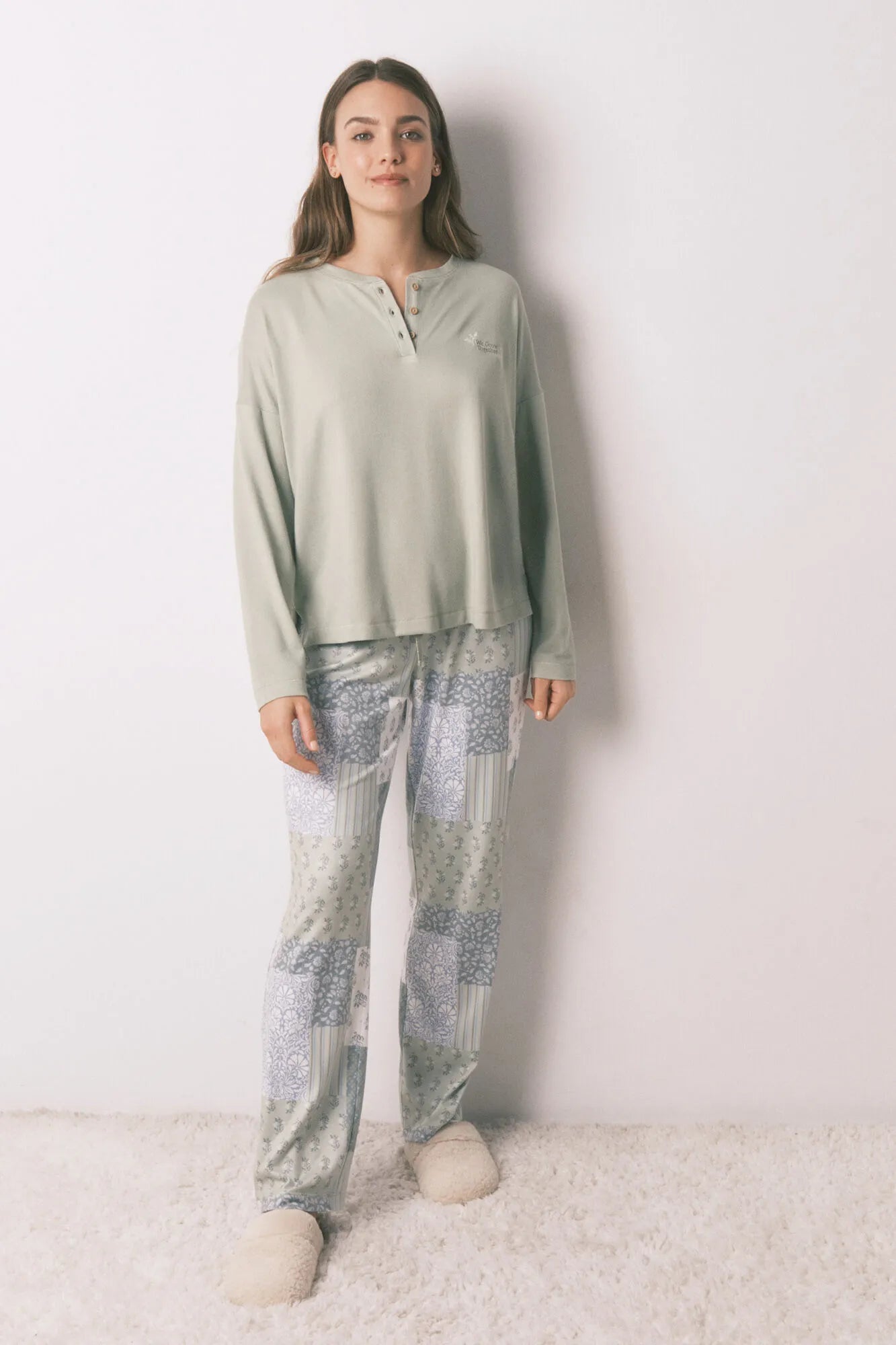Women Secret_Green_Long Patchwork Pyjamas_3592472_21_01