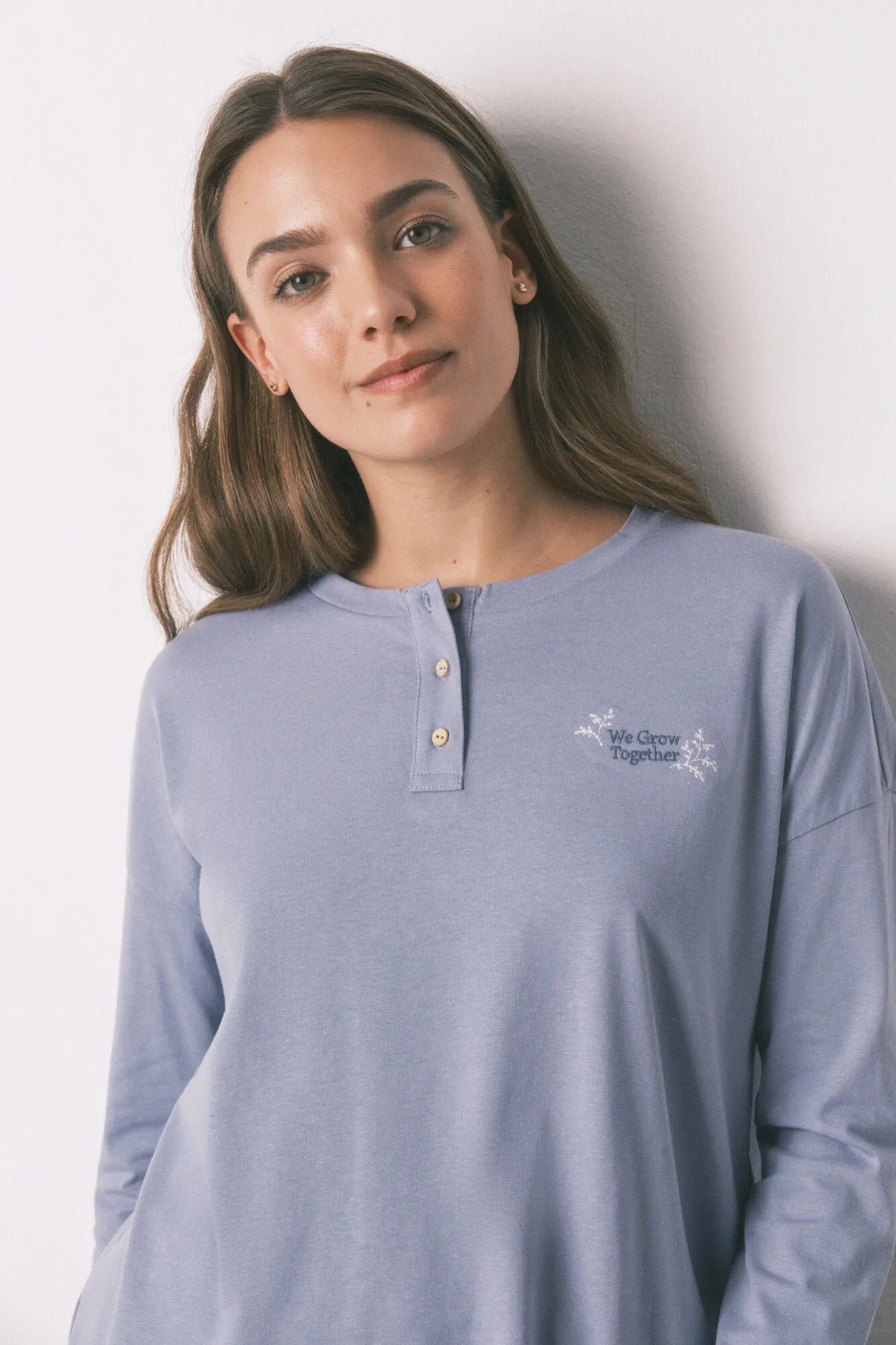 Women Secret_Light Blue_Long Pyjamas with Plaid Trouser_3592478_17_03