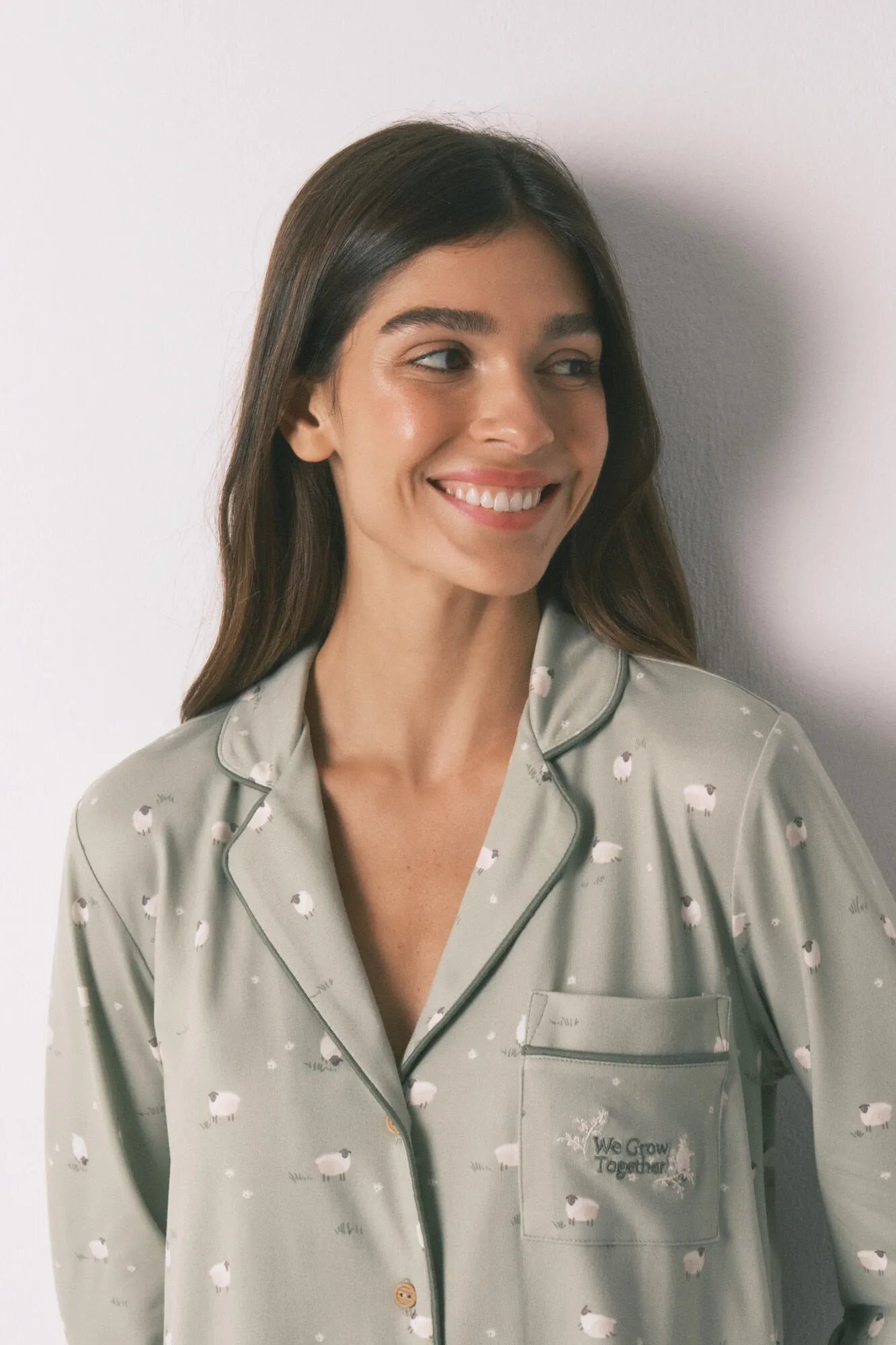 Women Secret_Green Print_Long Shirt Pyjamas Sheep_3592480_29_04