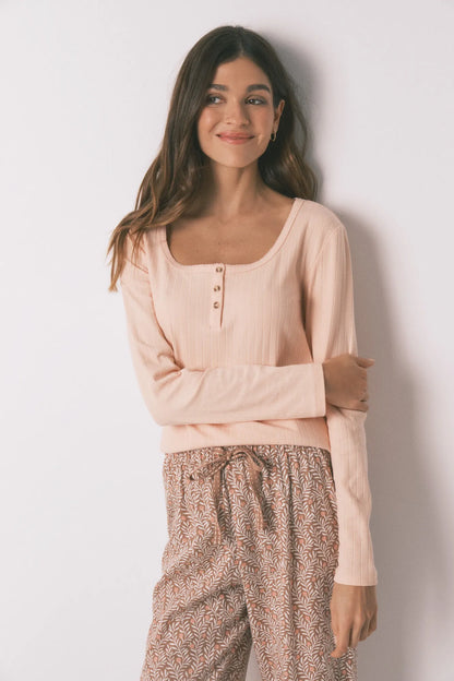 Women Secret_Orange_Pink Cotton Floral Print Long Pyjamas_3593000_66_03