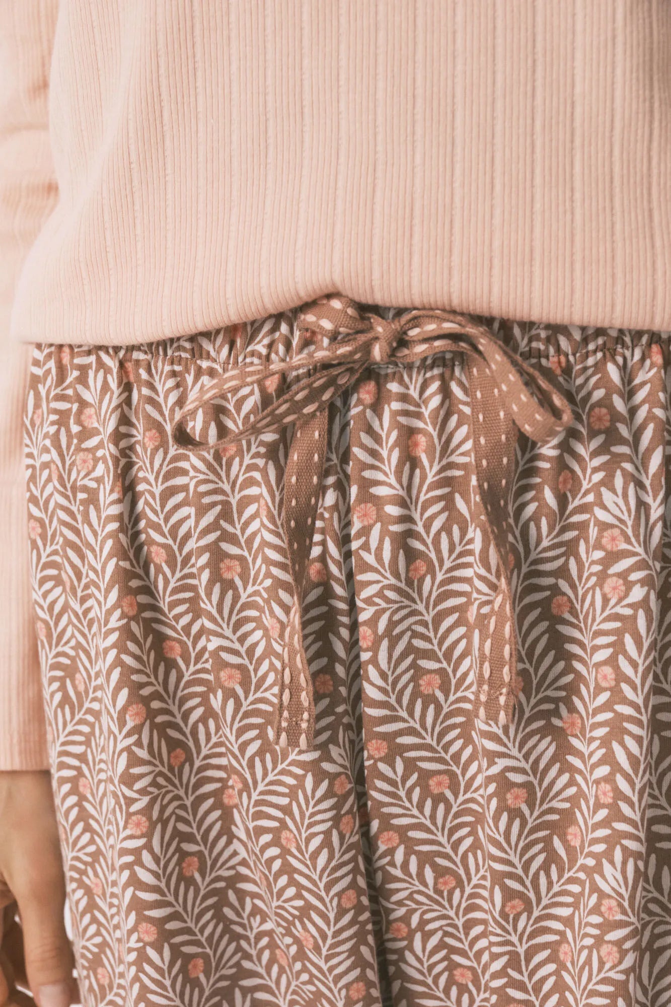 Women Secret_Orange_Pink Cotton Floral Print Long Pyjamas_3593000_66_05