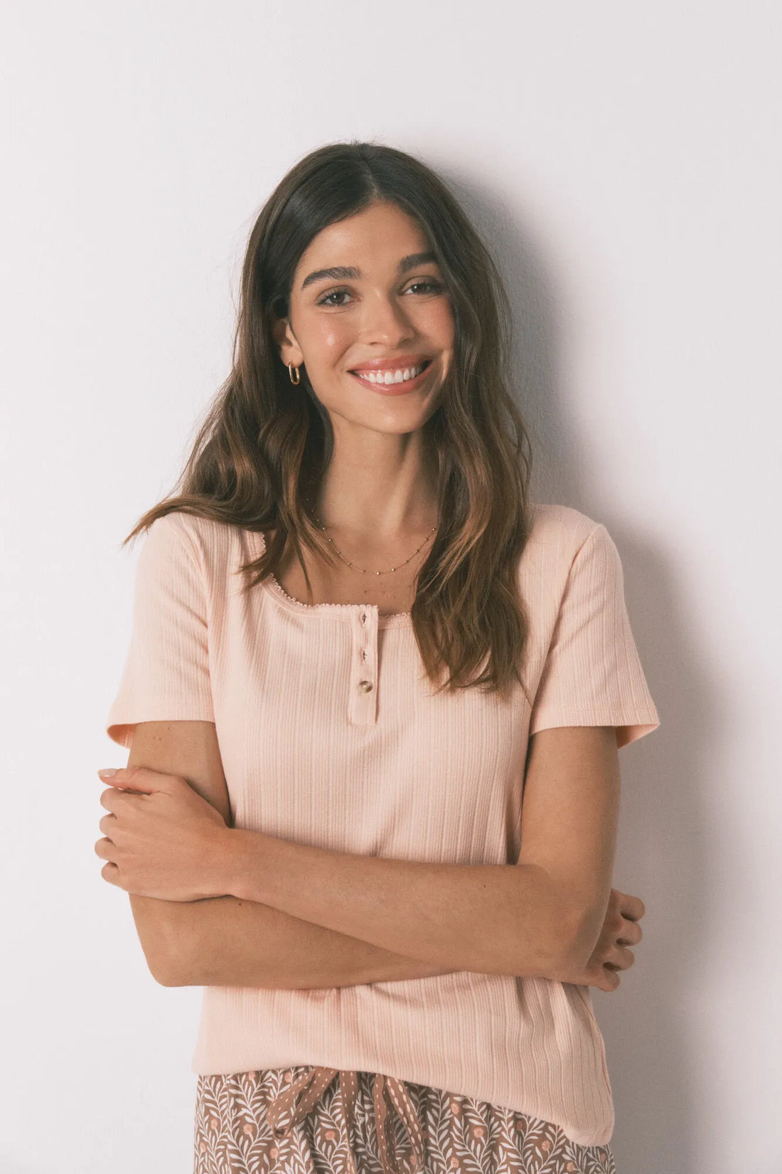 Women Secret_Orange_Pink Yellow Cotton Print Capri Pyjamas_3593001_66_01