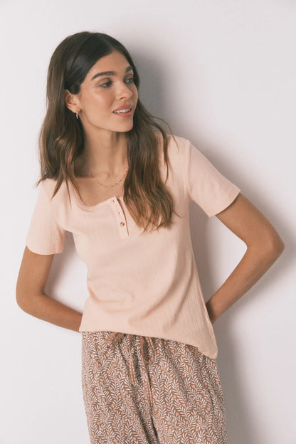 Women Secret_Orange_Pink Yellow Cotton Print Capri Pyjamas_3593001_66_03