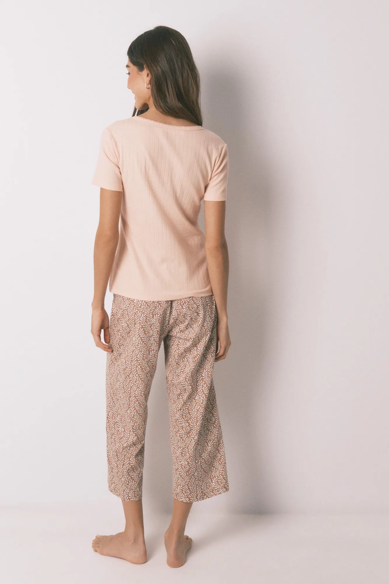 Women Secret_Orange_Pink Yellow Cotton Print Capri Pyjamas_3593001_66_06