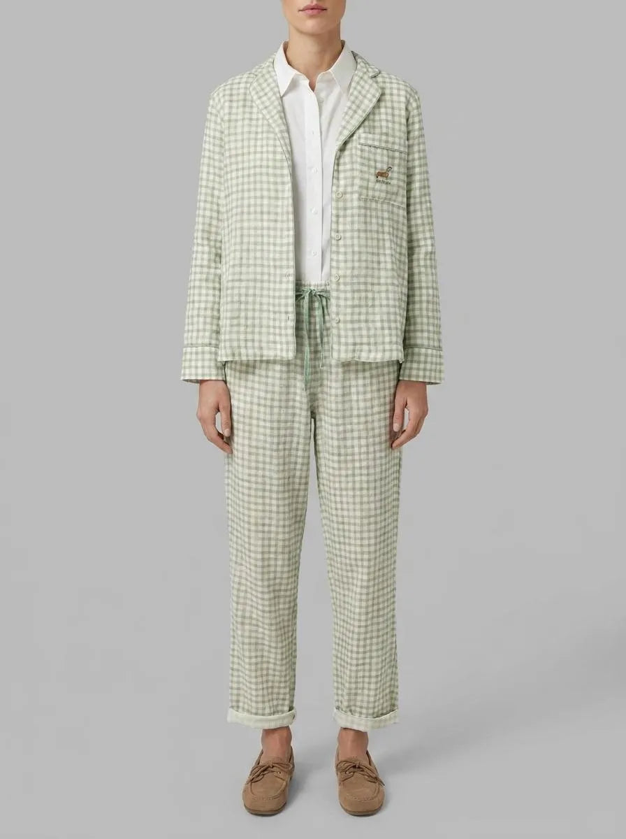 Women Secret Green Women Plaid 100% Cotton Classic Long Pyjamas SKU: 3593002_22 Image 00