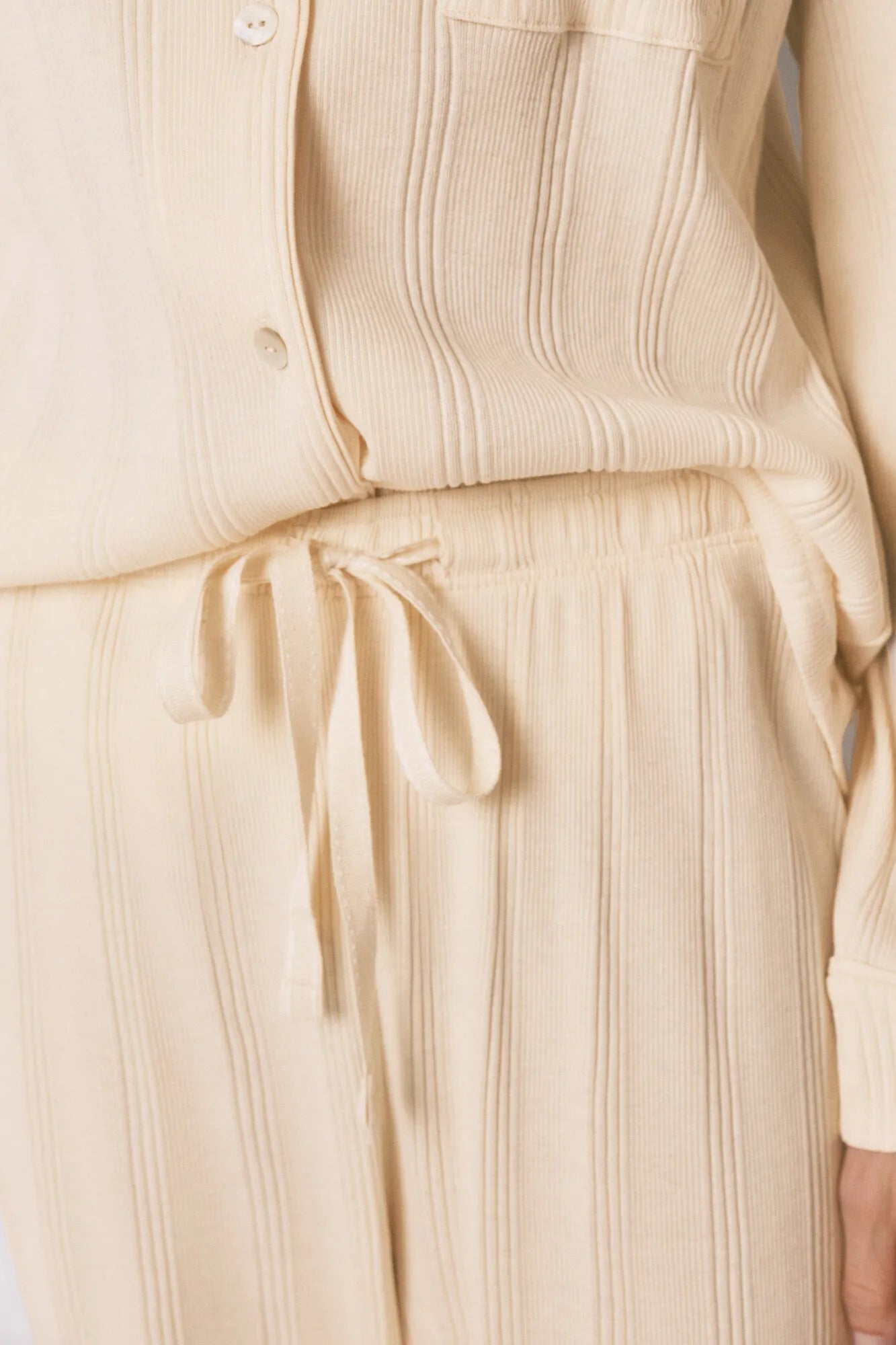 Women Secret_Ivory_Yellow Ribbed Cotton Classic Long Pyjamas_3593003_96_02