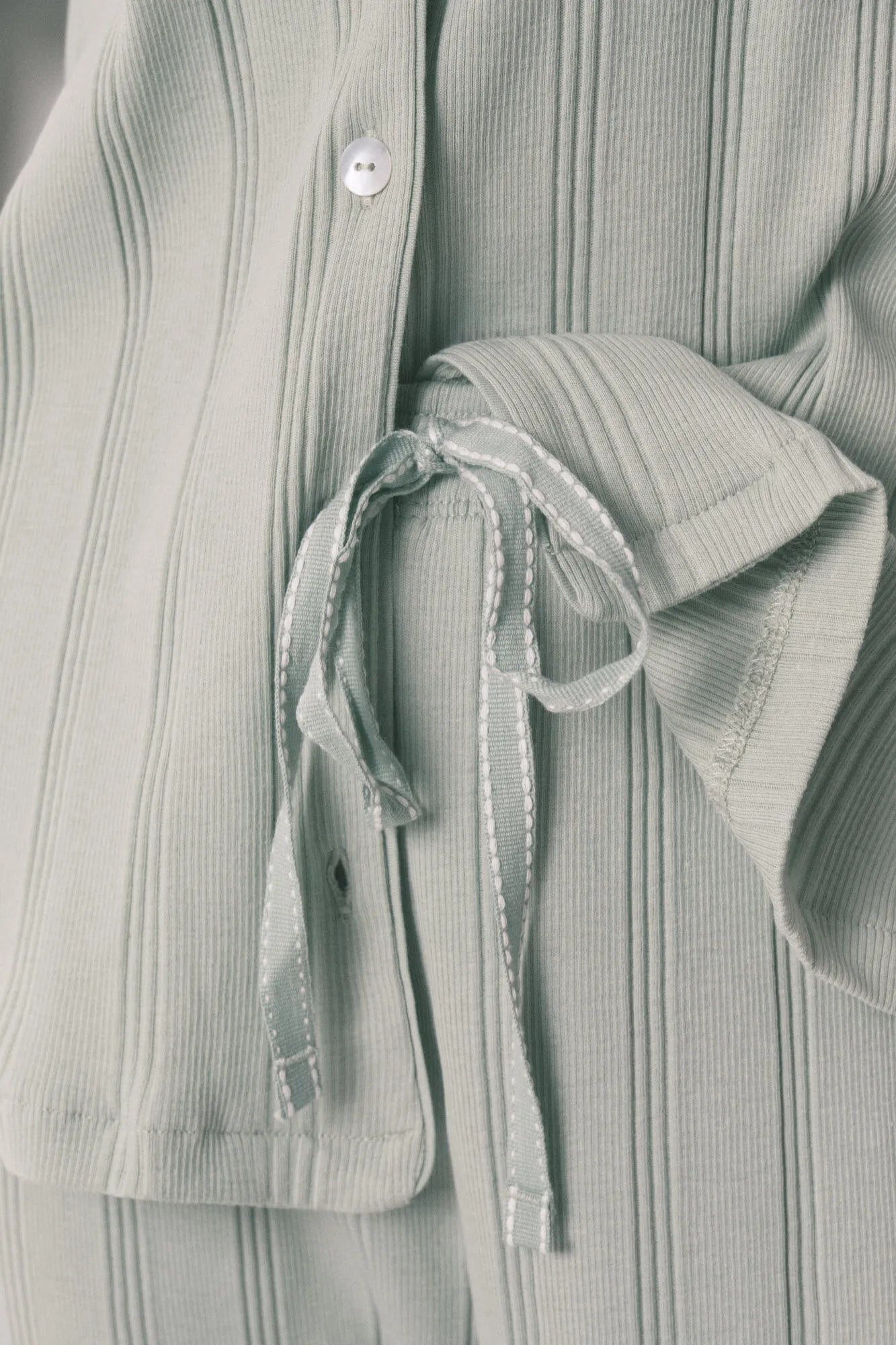 Women Secret_Green_Green Ribbed Cotton Long Classic Pyjamas_3593004_28_03