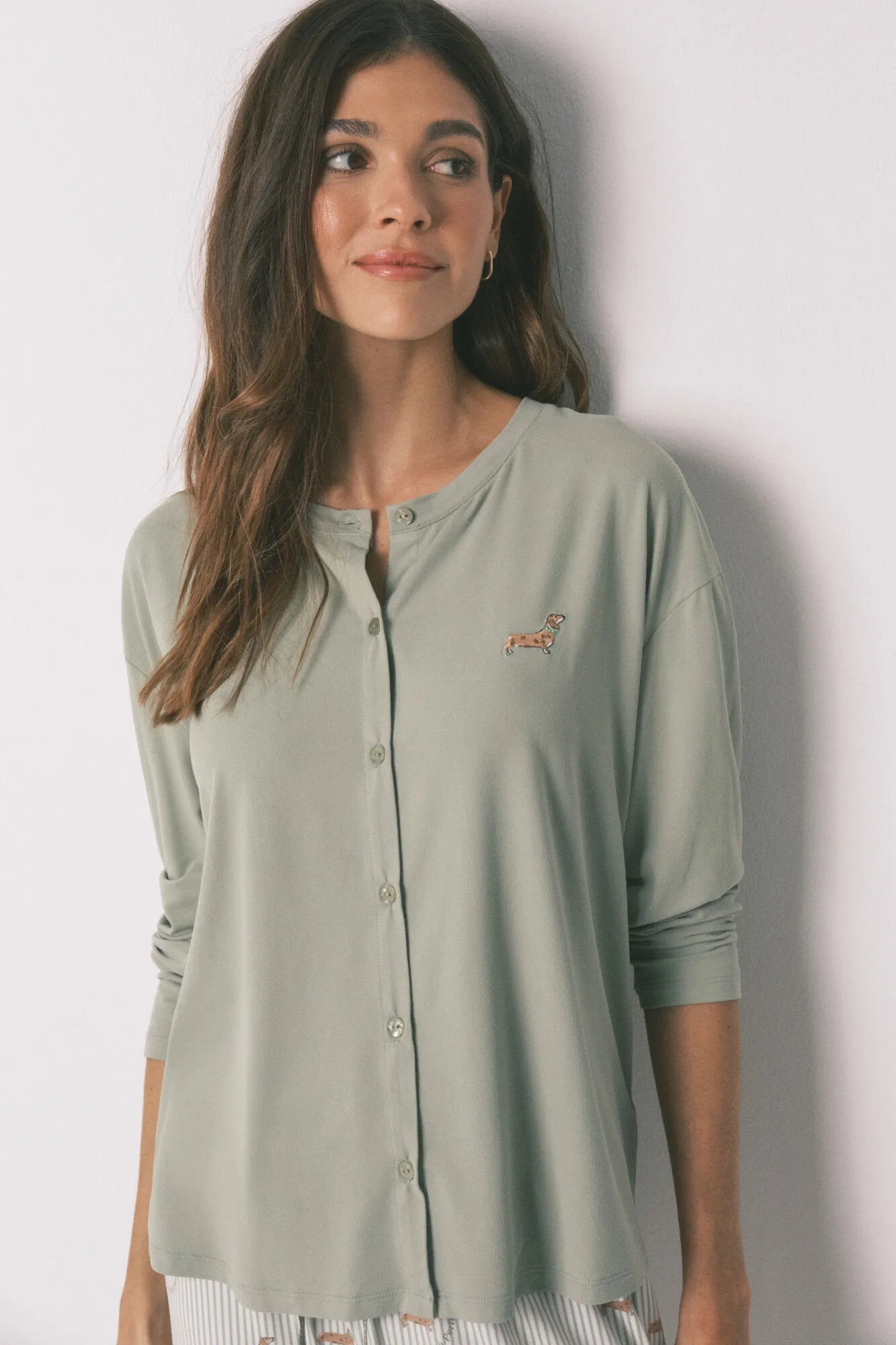 Women Secret_Green_Green Soft Jersey-Knit Dog-Print Long Pyjamas_3593005_22_03
