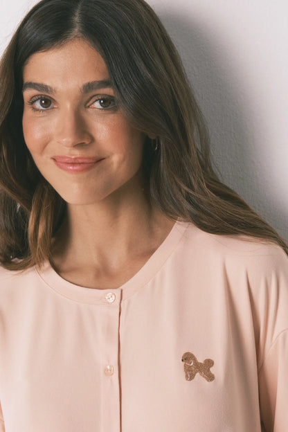 Women Secret_Orange_Pink Soft Knit Dog Print Long Pyjamas_3593006_66_02