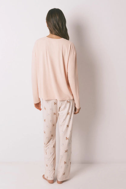 Women Secret_Orange_Pink Soft Knit Dog Print Long Pyjamas_3593006_66_05