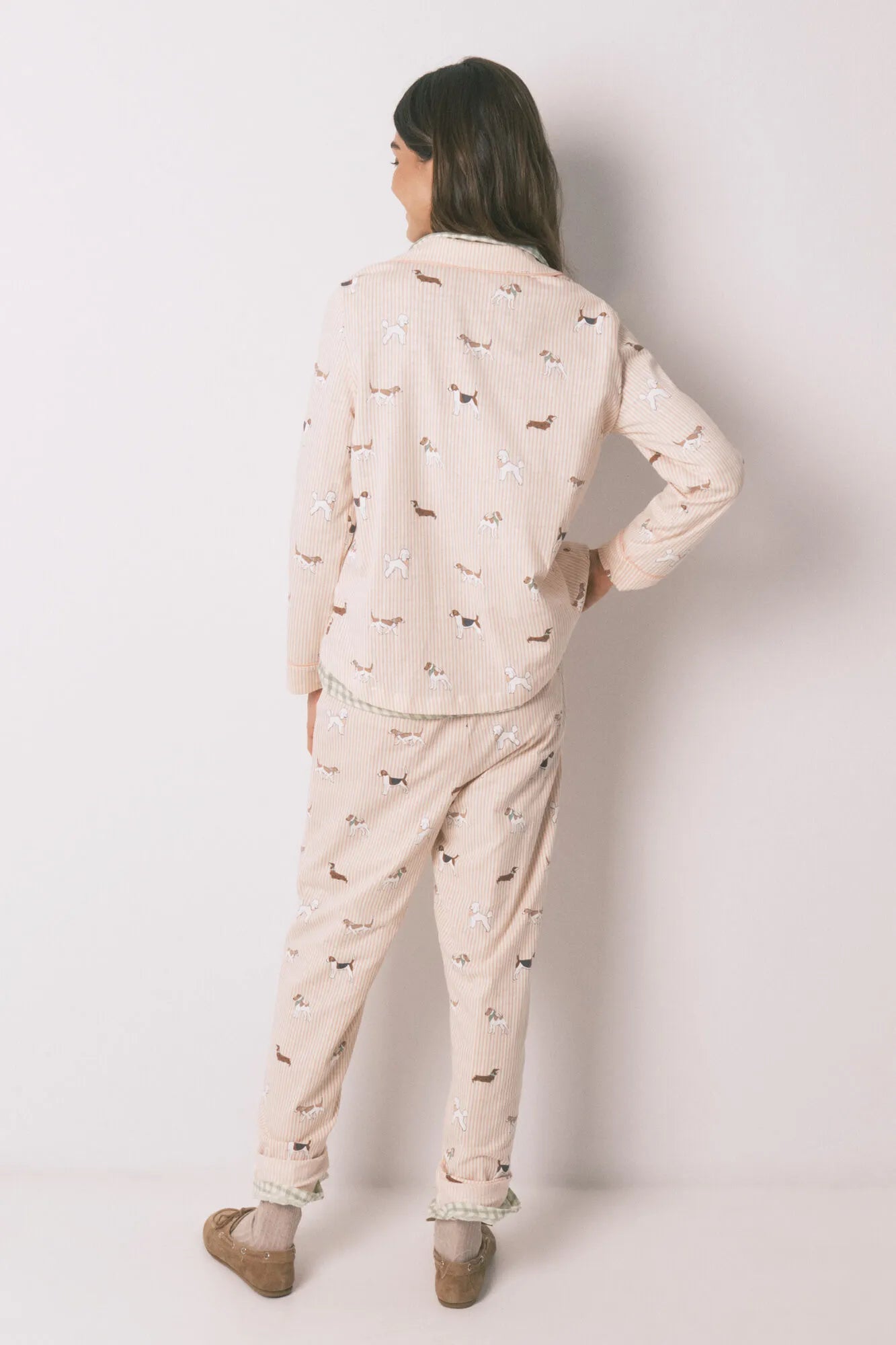 Women Secret_Orange_100% Cotton Classic- Long Striped Dog Print Pyjamas_3593007_66_03