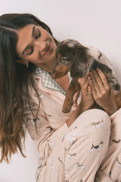 Women Secret_Orange_100% Cotton Classic- Long Striped Dog Print Pyjamas_3593007_66_04