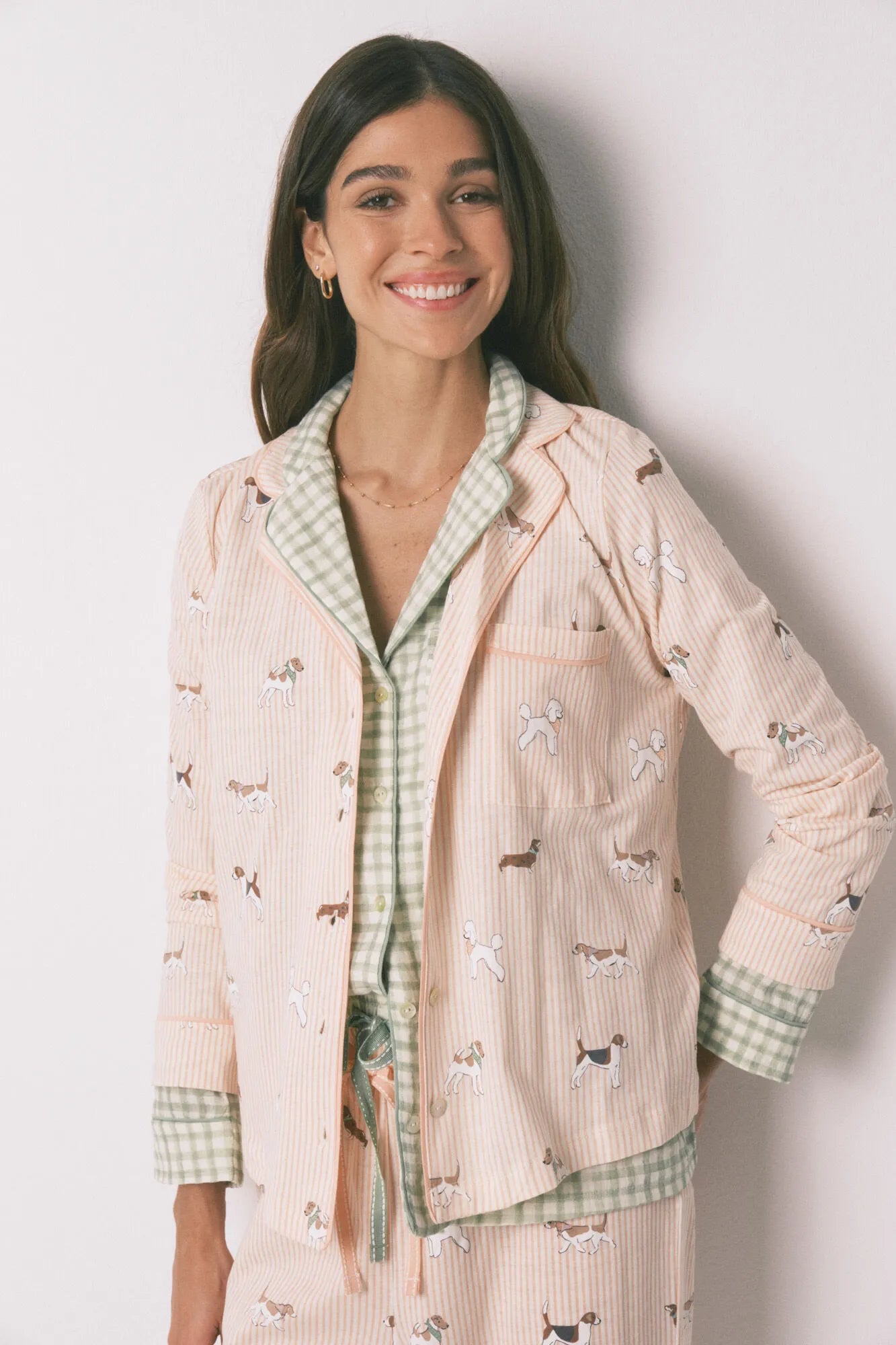 Women Secret_Orange_100% Cotton Classic- Long Striped Dog Print Pyjamas_3593007_66_06