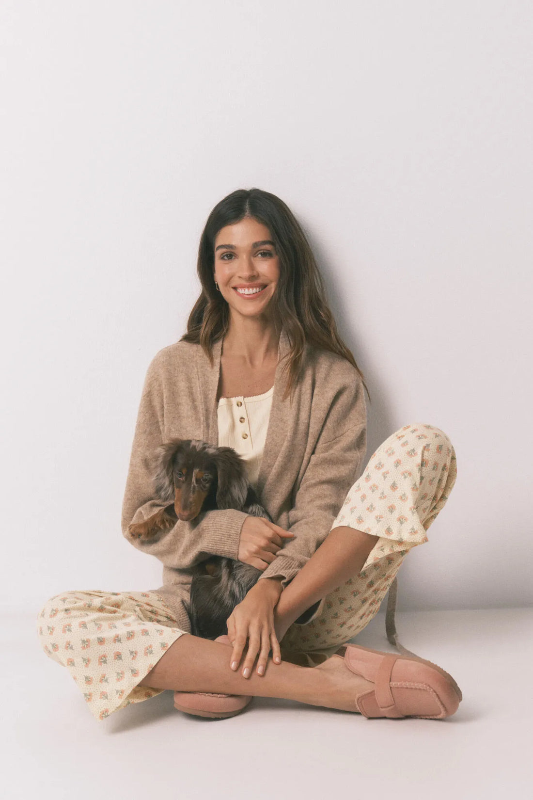 Women Secret_Ivory_Yellow Cotton Floral Print Capri Pyjamas_3593009_96_01