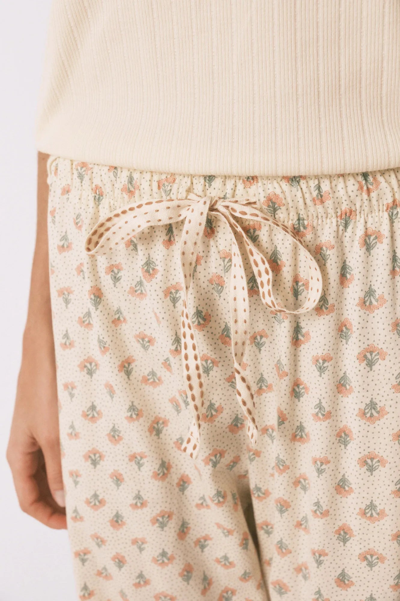 Women Secret_Ivory_Yellow Cotton Floral Print Capri Pyjamas_3593009_96_06