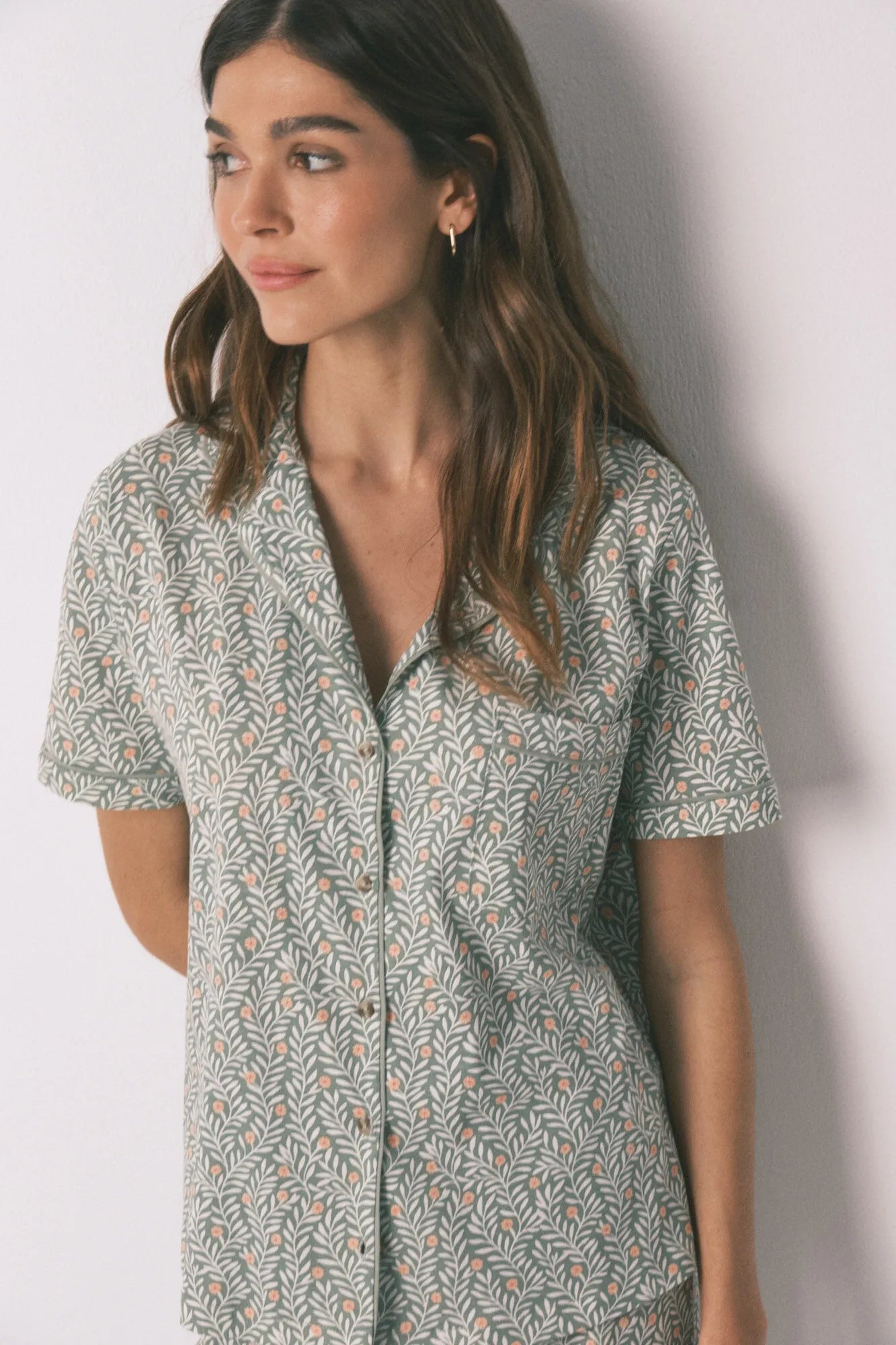 Women Secret_Green_100% Cotton Floral Print Classic Pyjamas_3593010_22_01