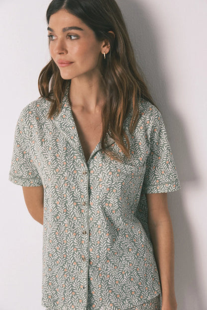 Women Secret_Green_100% Cotton Floral Print Classic Pyjamas_3593010_22_01