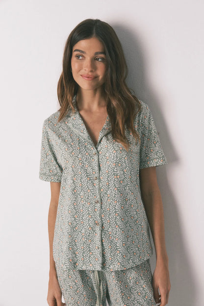 Women Secret_Green_100% Cotton Floral Print Classic Pyjamas_3593010_22_03