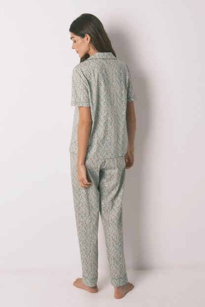 Women Secret_Green_100% Cotton Floral Print Classic Pyjamas_3593010_22_06