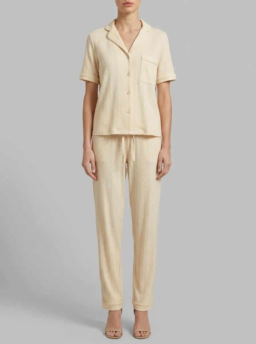Women Secret_Ivory_Yellow Cotton Ribbed Classic Pyjamas_3593011_96_00