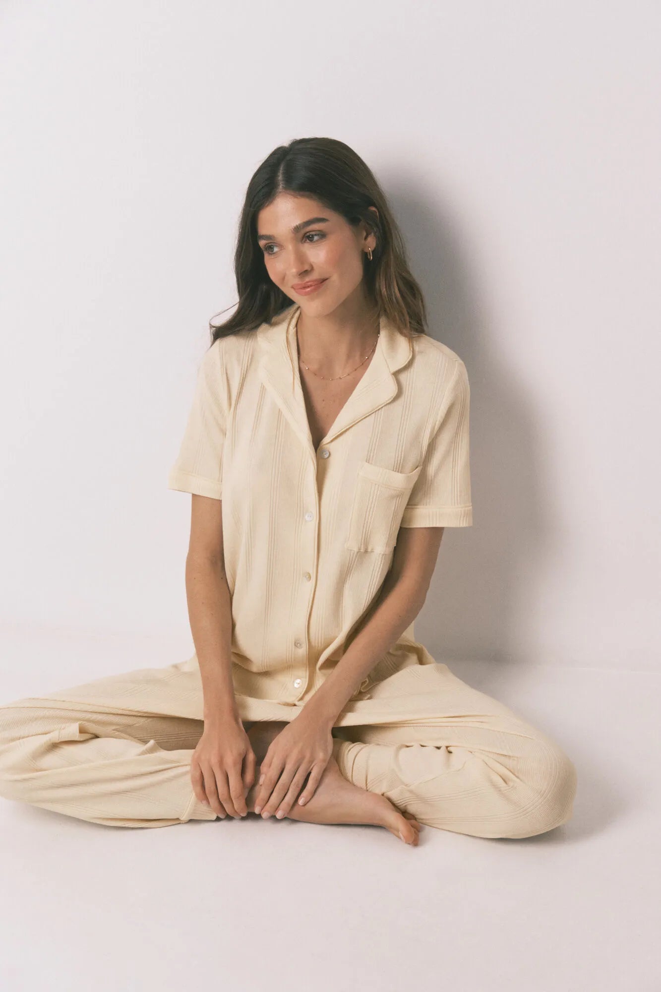 Women Secret_Ivory_Yellow Cotton Ribbed Classic Pyjamas_3593011_96_07