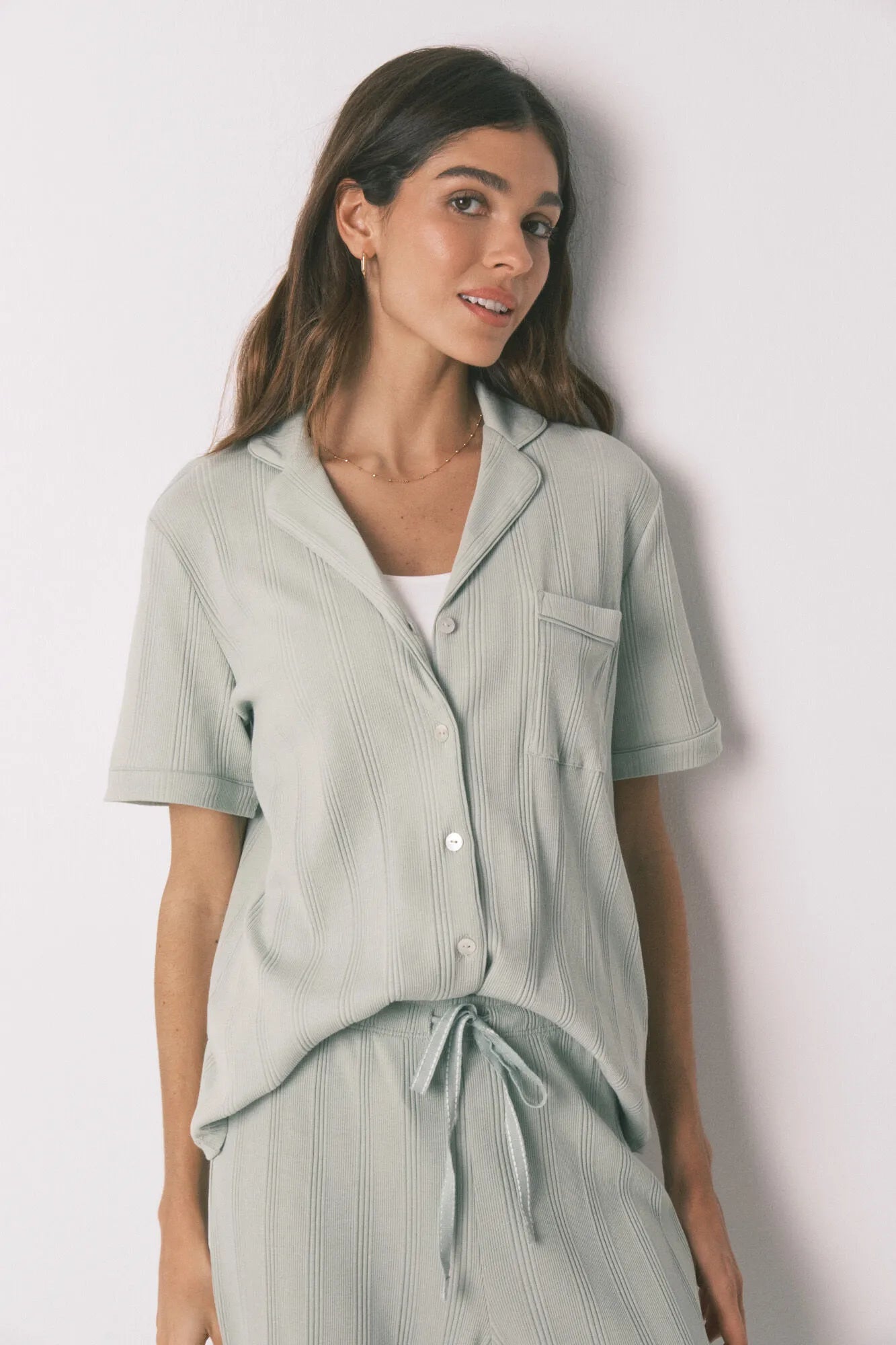 Women Secret_Green_Green Cotton Ribbed Classic Pyjamas_3593012_28_03