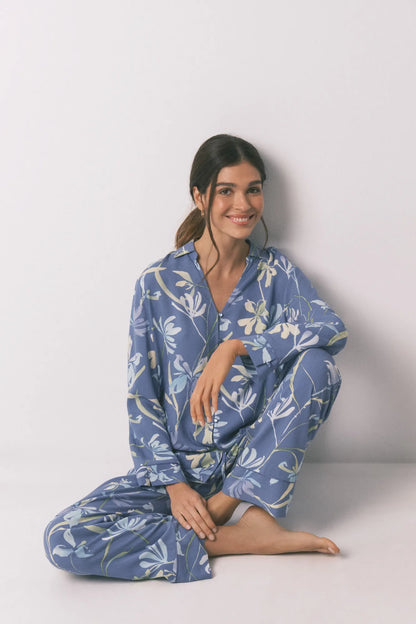 Women Secret_Light Blue_Classic Pyjamas Flower Print_3593014_18_01