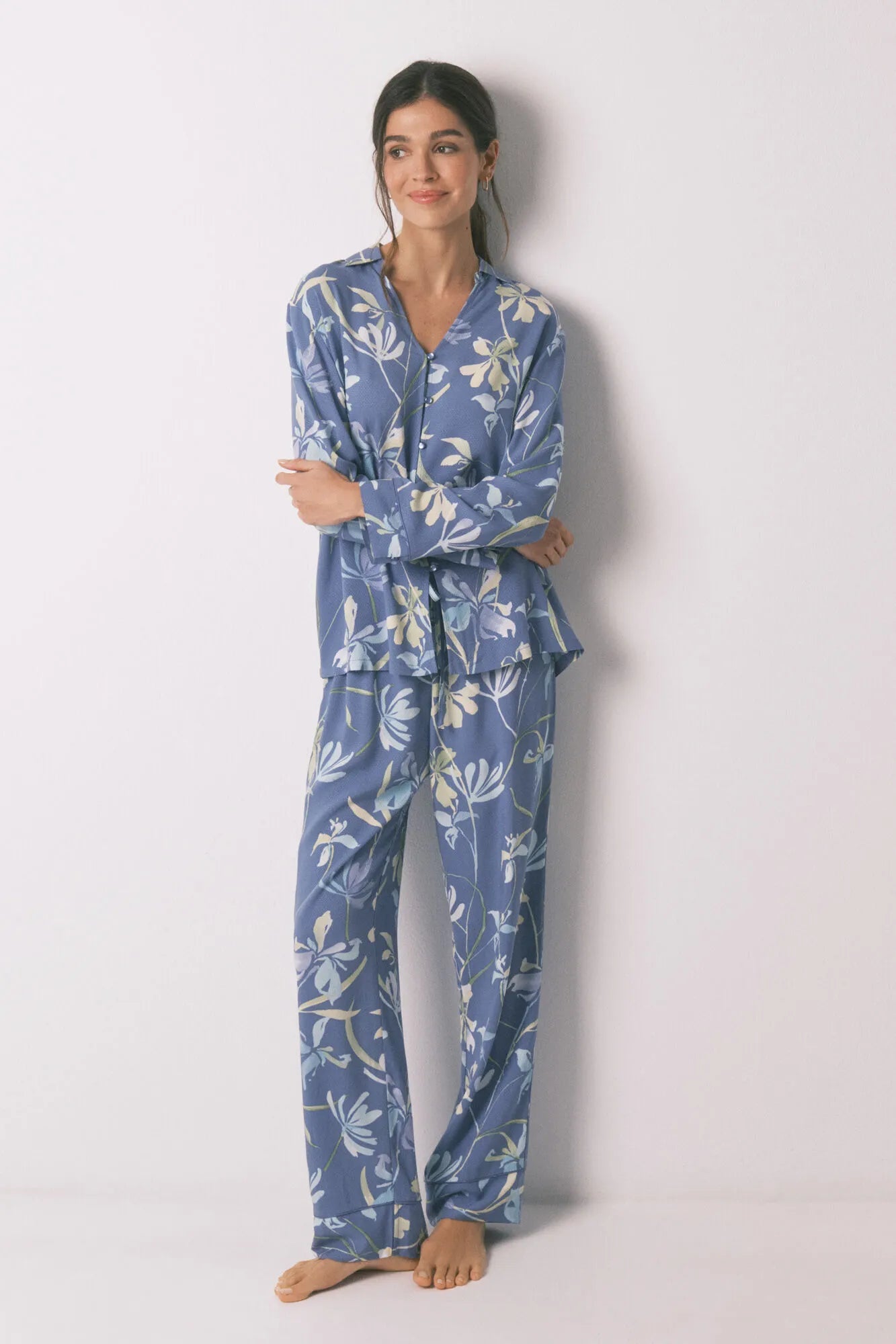Women Secret_Light Blue_Classic Pyjamas Flower Print_3593014_18_02
