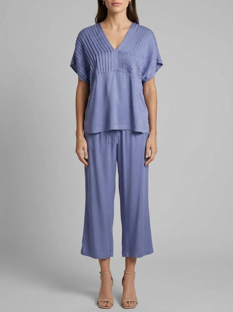 Women Secret_Light Blue_Blue Long Pyjamas with Pleated Neckline_3593016_18_00