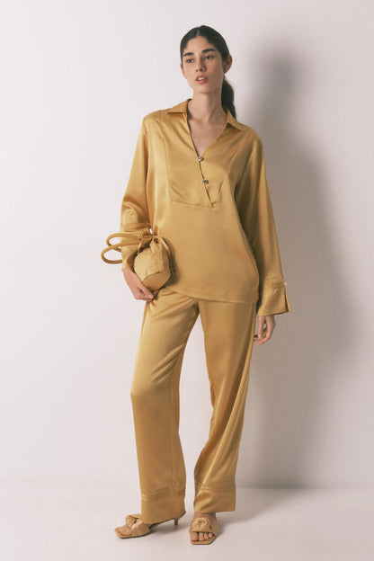 Women Secret_Gold/Mustard_Long Mustard Satin Classic Pyjamas_3593017_08_01