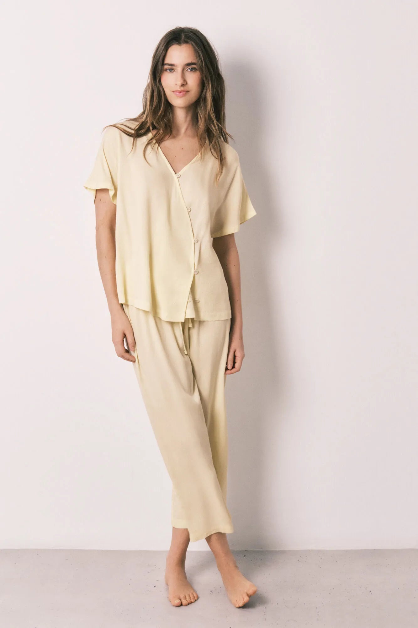 Women Secret_Yellow Print_Long Wrap Pyjamas with Buttons_3593018_09_03