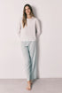 Women Secret Ivory Women Green Striped Cotton Long Pyjamas SKU: 3593019_96 Image 01