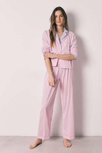 Women Secret Pink Women Pink Cotton Striped Long Classic Pyjamas SKU: 3593022_70 Image 03