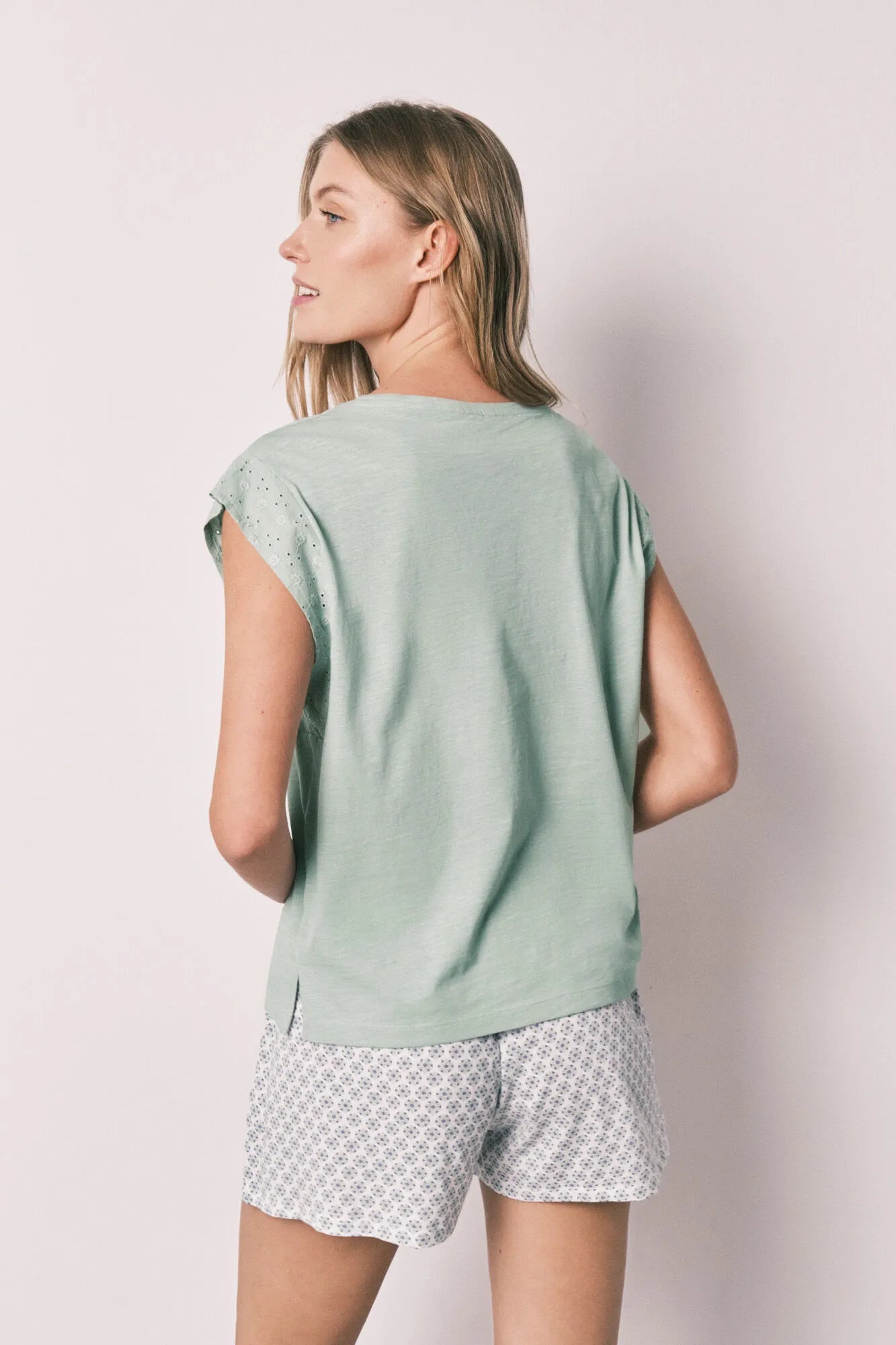Women Secret Green Women Green Printed Cotton Short Pyjamas SKU: 3593024_21 Image 06