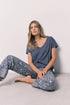 Women Secret Medium Blue Women Blue Bandana Print Cotton Short Sleeve Long Pyjamas SKU: 3593025_13 Image 01
