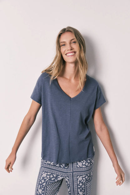 Women Secret Medium Blue Women Blue Bandana Print Cotton Short Sleeve Long Pyjamas SKU: 3593025_13 Image 03