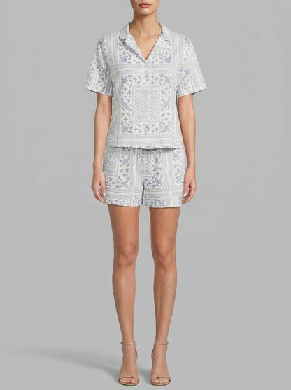 Women Secret Blue Print Women Bandana Print Cotton Short Classic Pyjamas SKU: 3593027_19 Image 00