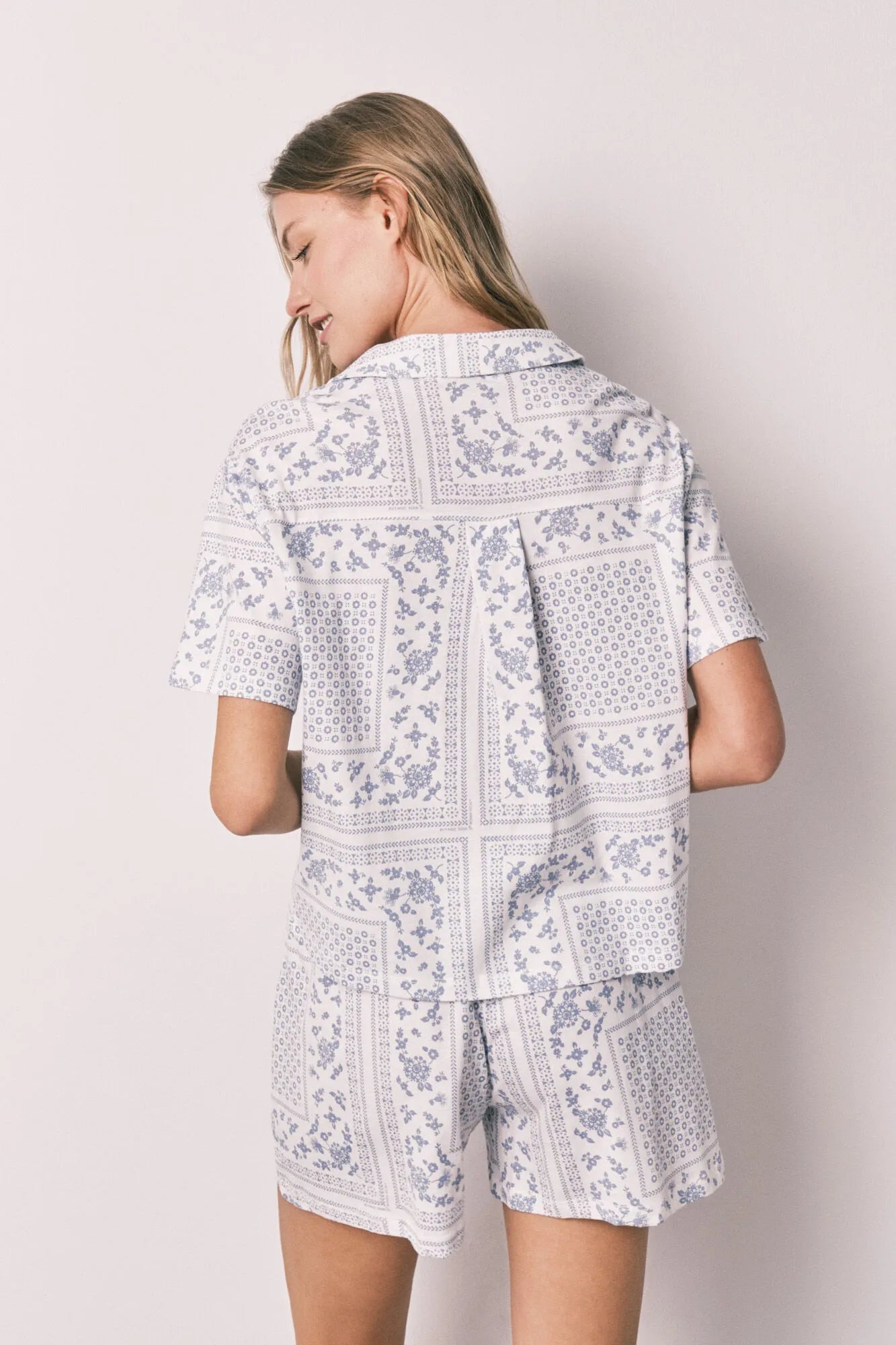 Women Secret Blue Print Women Bandana Print Cotton Short Classic Pyjamas SKU: 3593027_19 Image 06