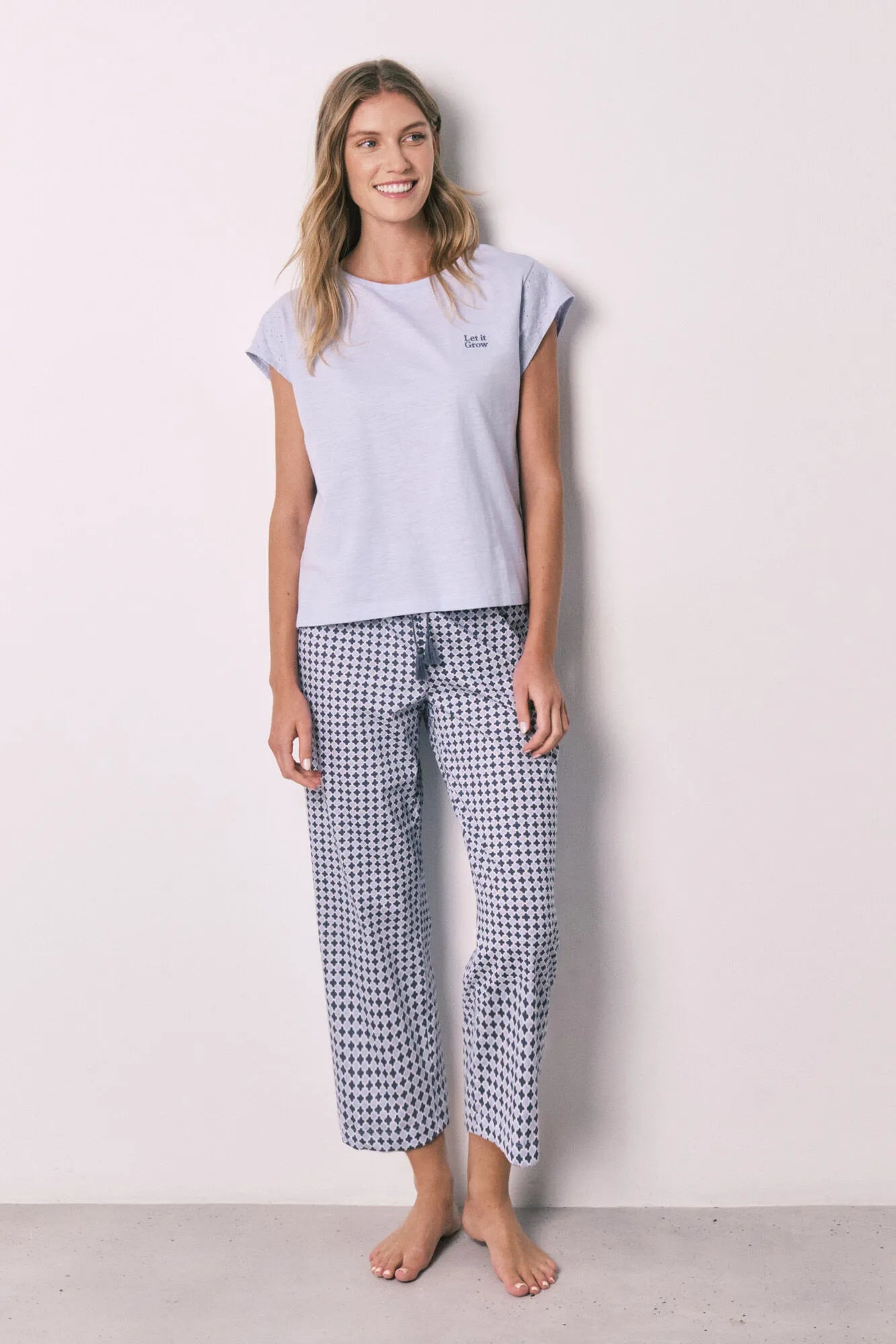 Women Secret Purple/Lilac Women Lilac Printed Cotton Short Sleeve Long Pyjamas SKU: 3593028_75 Image 02