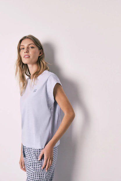 Women Secret Purple/Lilac Women Lilac Printed Cotton Short Sleeve Long Pyjamas SKU: 3593028_75 Image 03