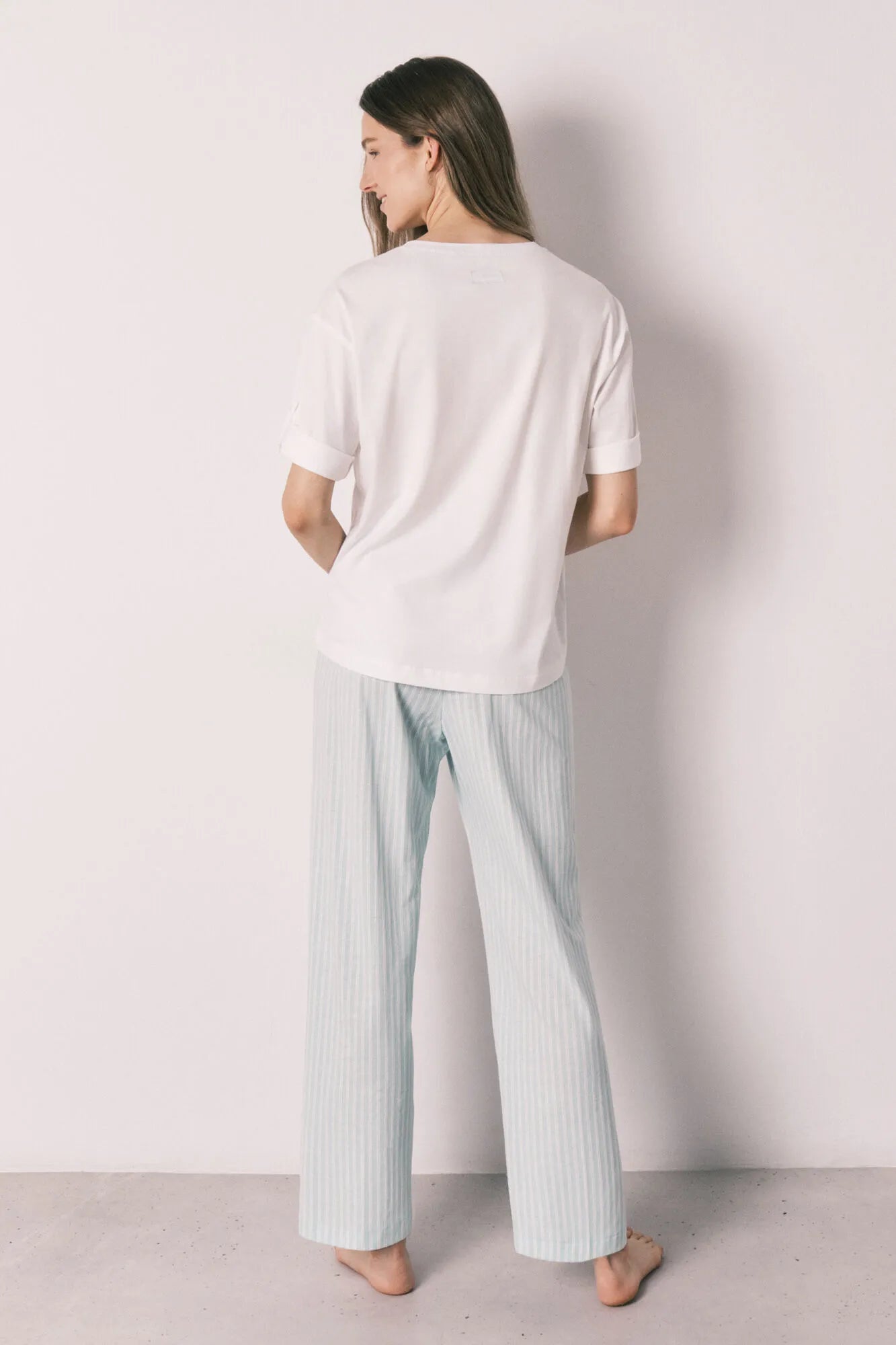 Women Secret Ivory Women Green Cotton Short Sleeve Striped Pyjamas SKU: 3593029_96 Image 05