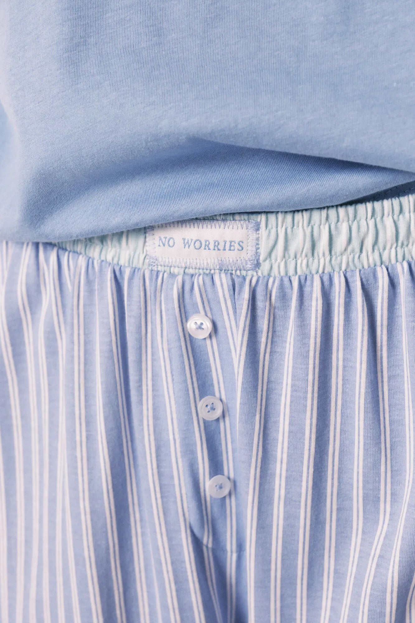 Women Secret Medium Blue Women Blue Cotton Short Sleeve Striped Pyjamas SKU: 3593030_12 Image 03