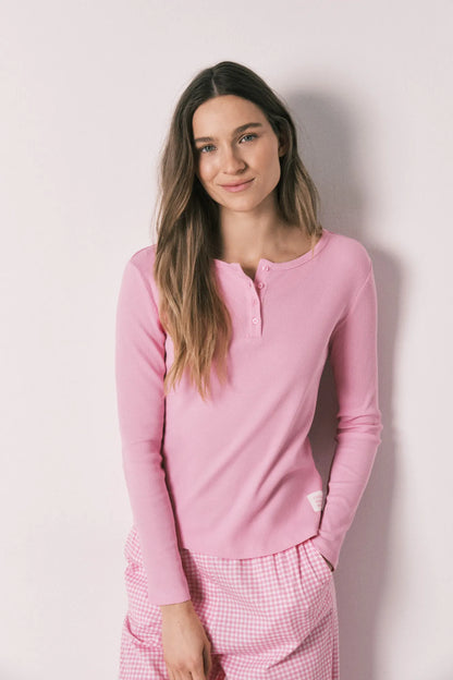 Women Secret Pink Women Pink Cotton Gingham Print Long Pyjamas SKU: 3593037_70 Image 02