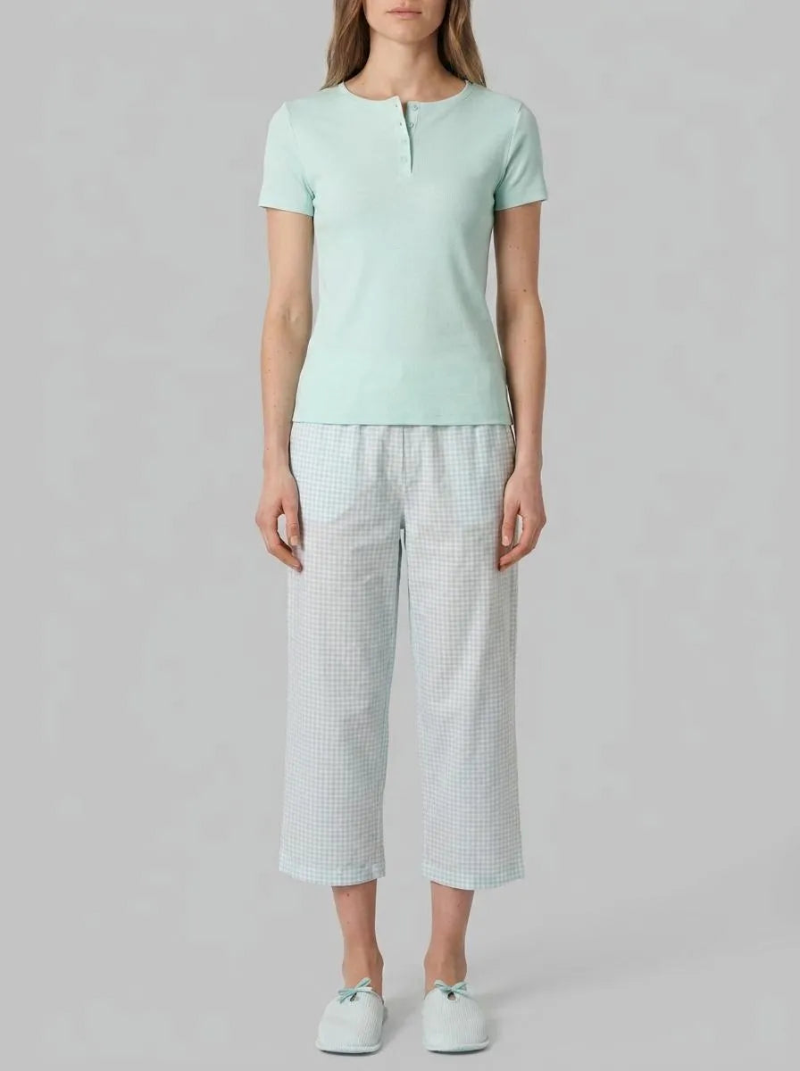 Women Secret Green Women Green Short Sleeve Gingham Print Pyjamas SKU: 3593039_28 Image 00