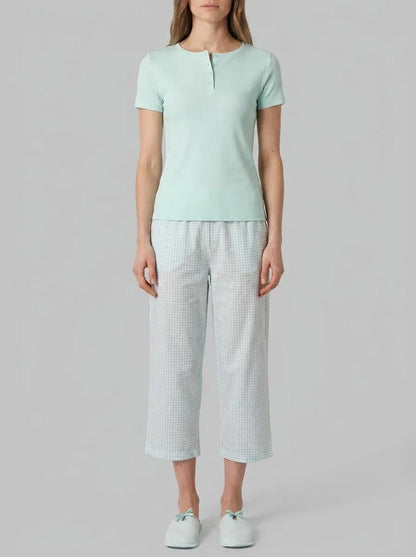 Women Secret Green Women Green Short Sleeve Gingham Print Pyjamas SKU: 3593039_28 Image 00